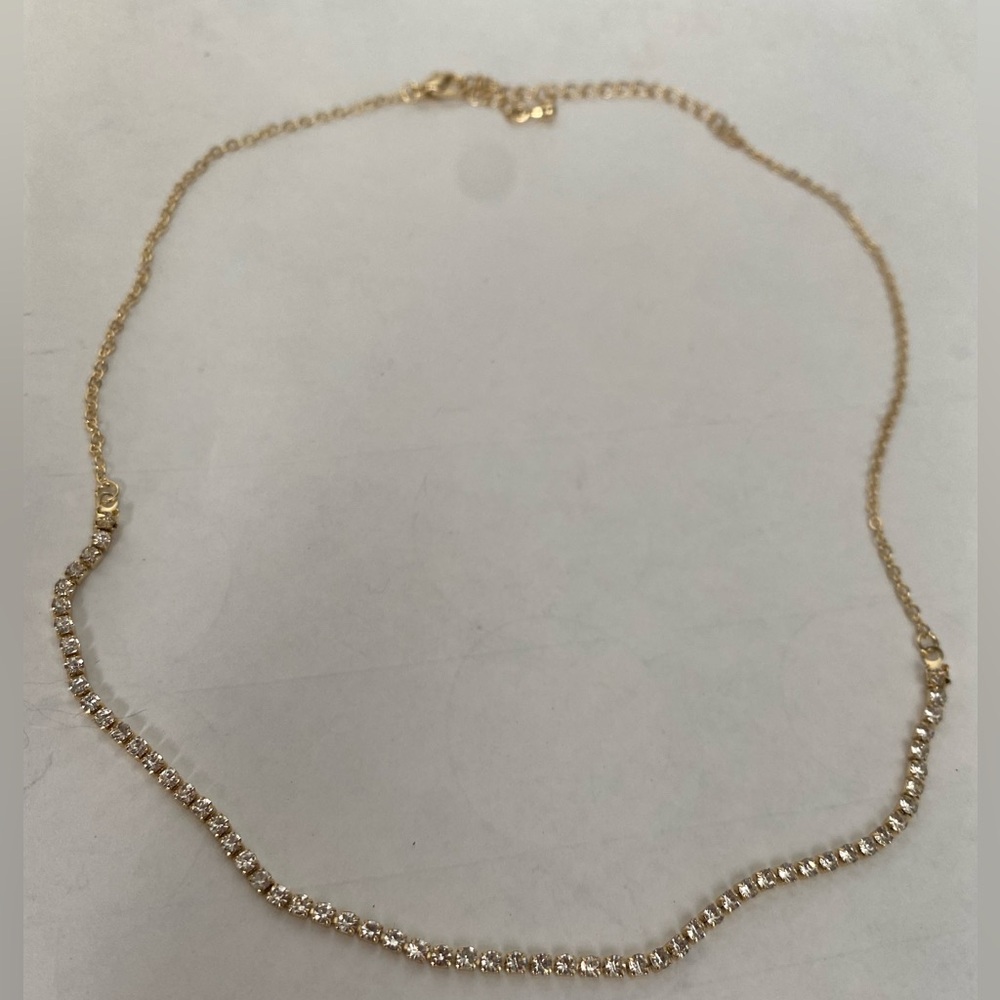 Francesca’s Collections gold tone cupchain tennis style glass stones Necklace